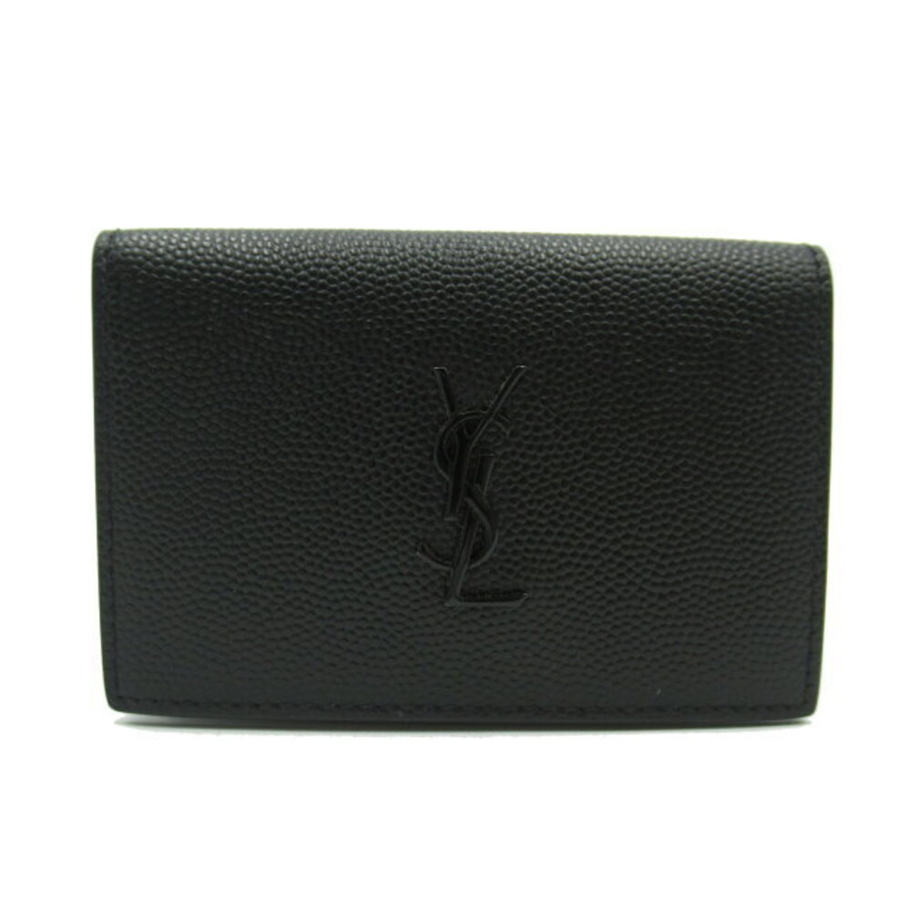 Saint Laurent Compact Tri fold Wallet Leather Black